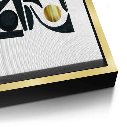 Abstract Black Shape with Gold Accent - Canvas