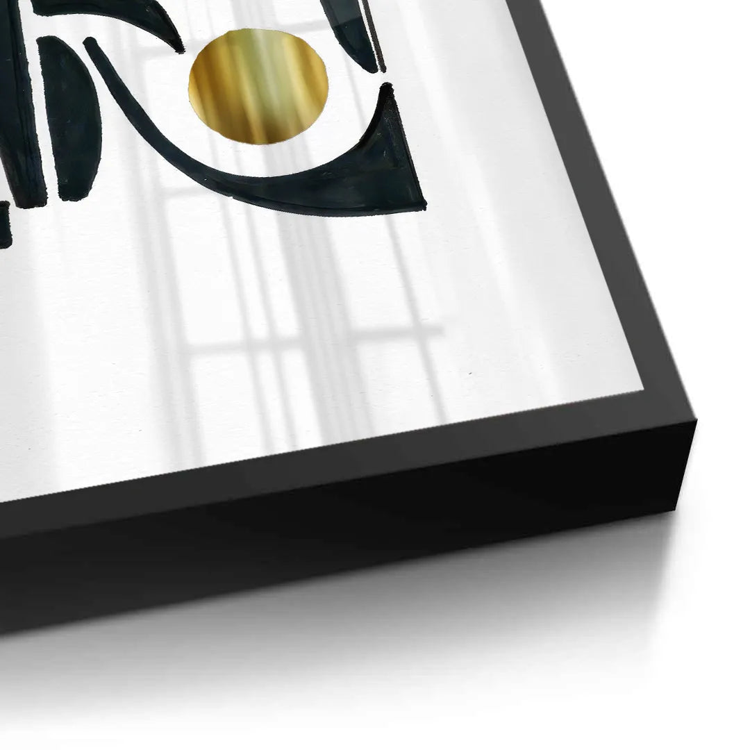 Abstract Black Shape with Gold Accent - Fine Art - Jasmineart.ae