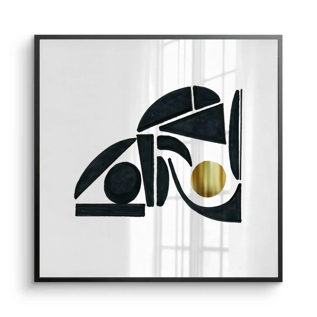 2Abstract Black Shape with Gold Accent - Fine Art