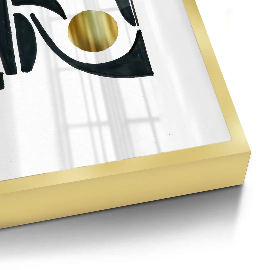 Abstract Black Shape with Gold Accent - Fine Art - Jasmineart.ae