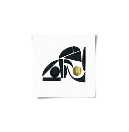 Abstract Black Shape with Gold Accent - Poster