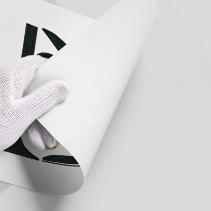 Abstract Black Shape with Gold Accent - Poster