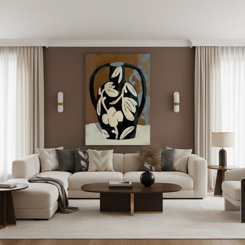 2Abstract Black Vase - Canvas