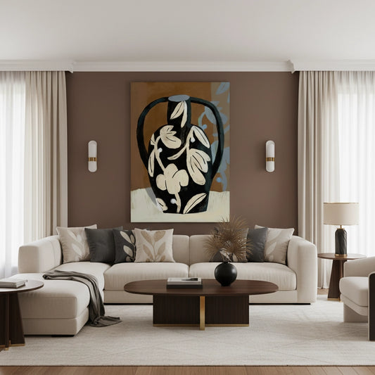 Abstract Black Vase - Canvas