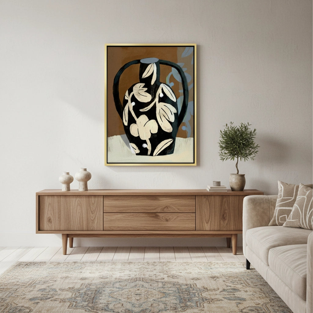 2Abstract Black Vase - Canvas