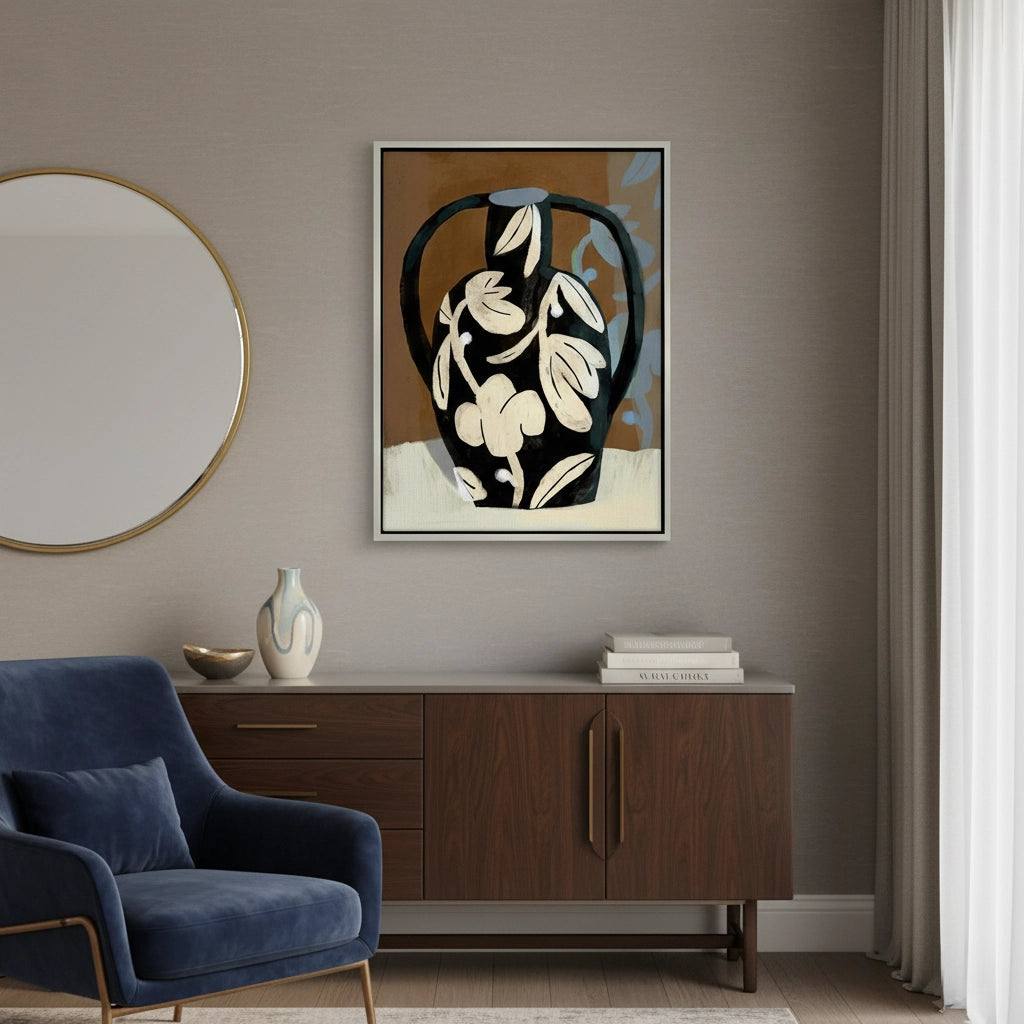 2Abstract Black Vase - Canvas