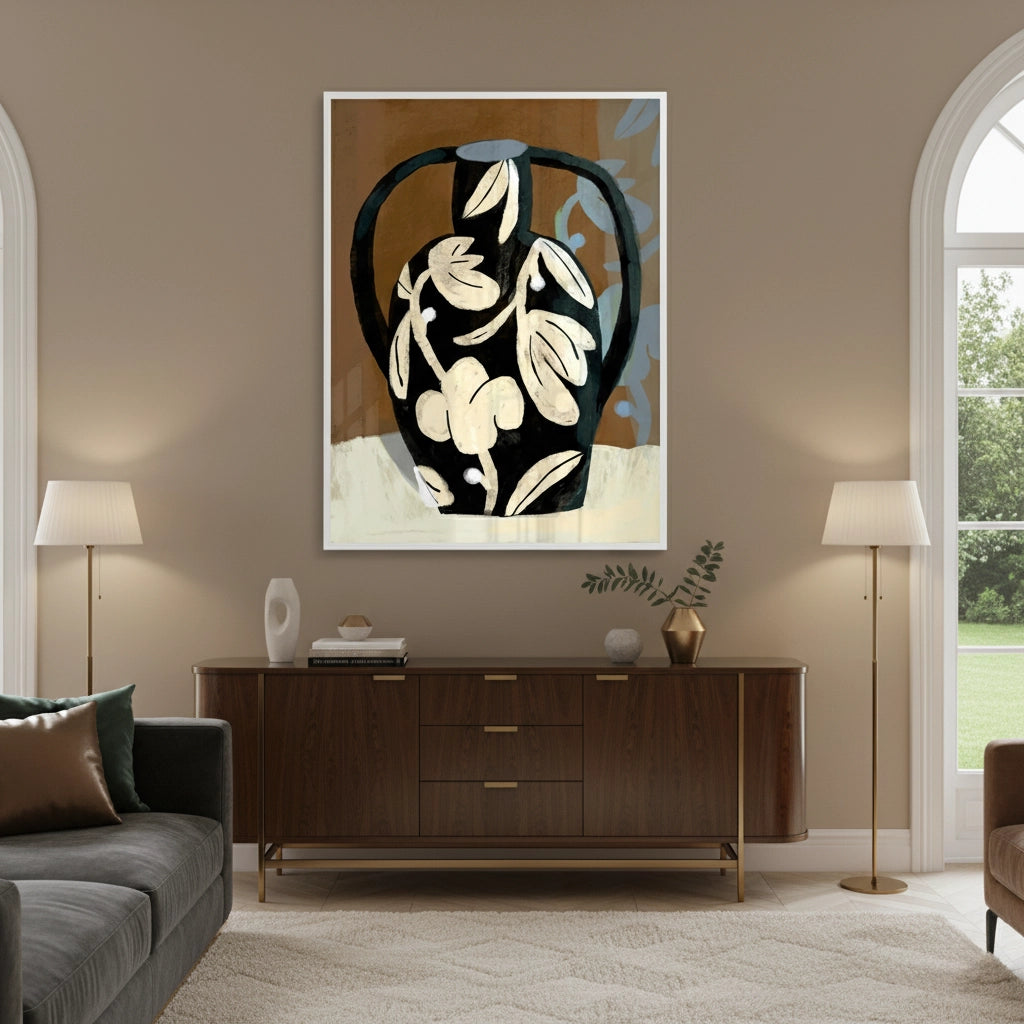 Abstract Black Vase - Fine Art - Jasmineart.ae