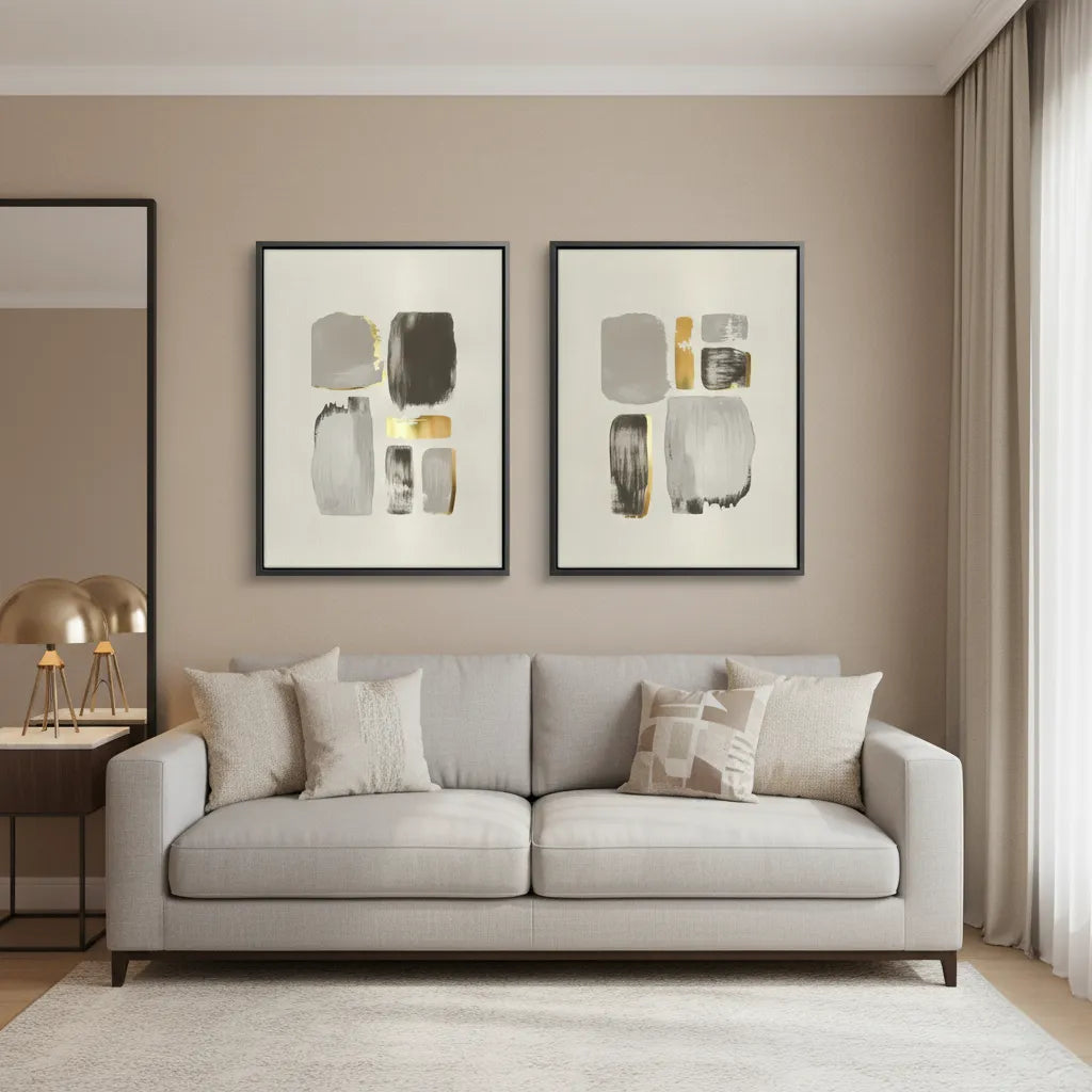 2Abstract Brushstroke Set of 2 - Canvas