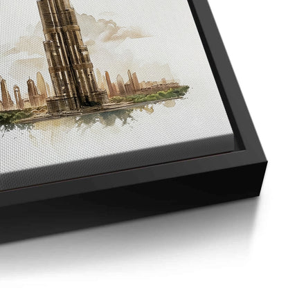 Abstract Burj Khalifa Sketch - Canvas