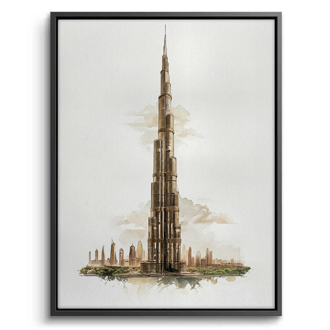 2Abstract Burj Khalifa Sketch - Canvas