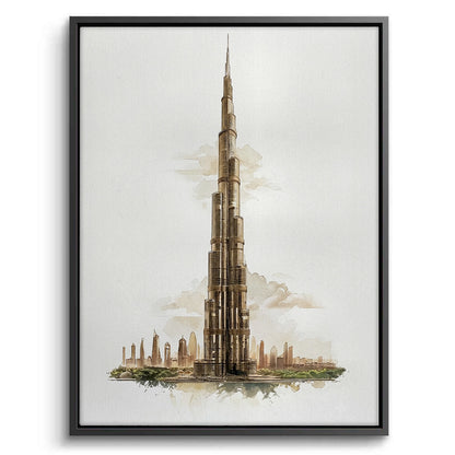 Abstract Burj Khalifa Sketch - Canvas
