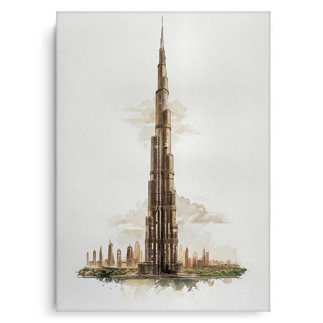 2Abstract Burj Khalifa Sketch - Canvas