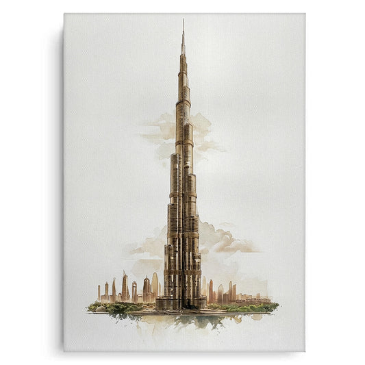 Abstract Burj Khalifa Sketch - Canvas