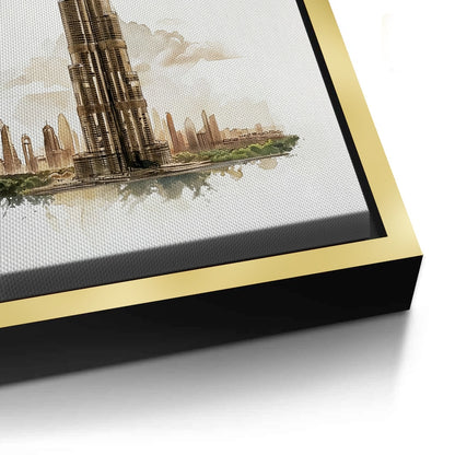 Abstract Burj Khalifa Sketch - Canvas