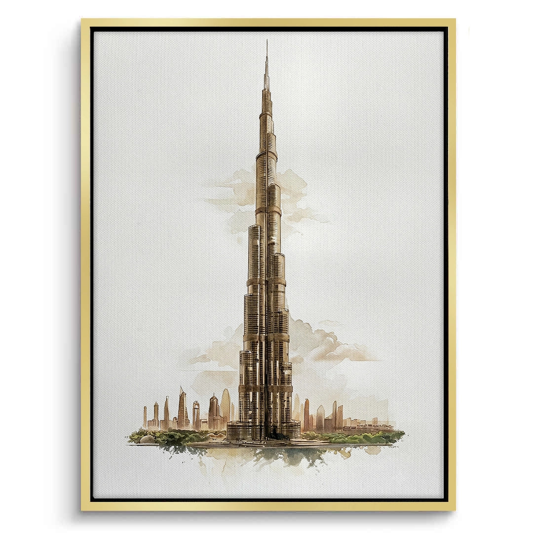2Abstract Burj Khalifa Sketch - Canvas