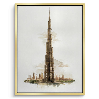Abstract Burj Khalifa Sketch - Canvas