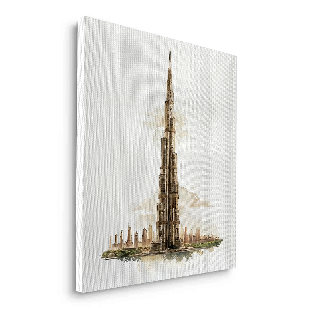 2Abstract Burj Khalifa Sketch - Canvas
