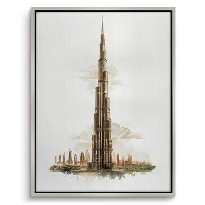 Abstract Burj Khalifa Sketch - Canvas