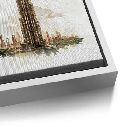 Abstract Burj Khalifa Sketch - Canvas