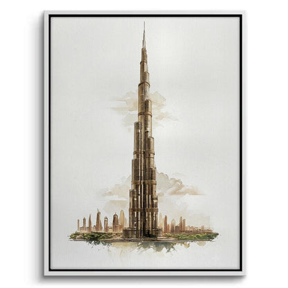 Abstract Burj Khalifa Sketch - Canvas
