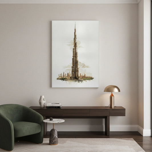 Abstract Burj Khalifa Sketch - Canvas