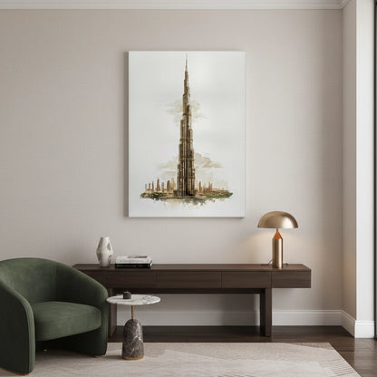 Abstract Burj Khalifa Sketch - Canvas
