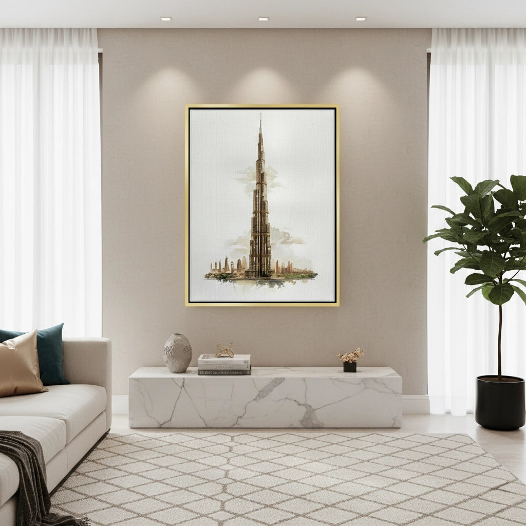 2Abstract Burj Khalifa Sketch - Canvas