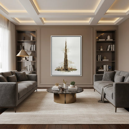 Abstract Burj Khalifa Sketch - Canvas