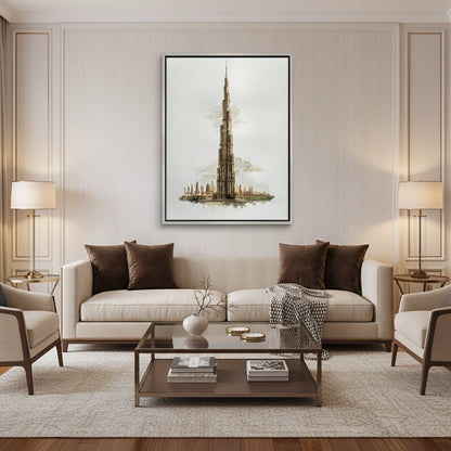 Abstract Burj Khalifa Sketch - Canvas