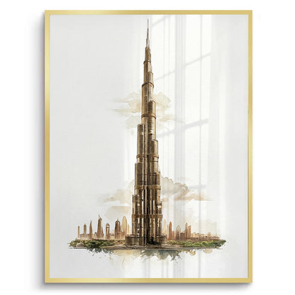 Abstract Burj Khalifa Sketch - Fine Art