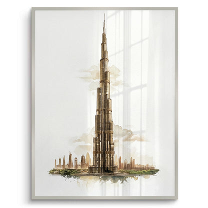 Abstract Burj Khalifa Sketch - Fine Art