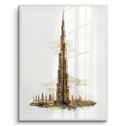 Abstract Burj Khalifa Sketch - Fine Art