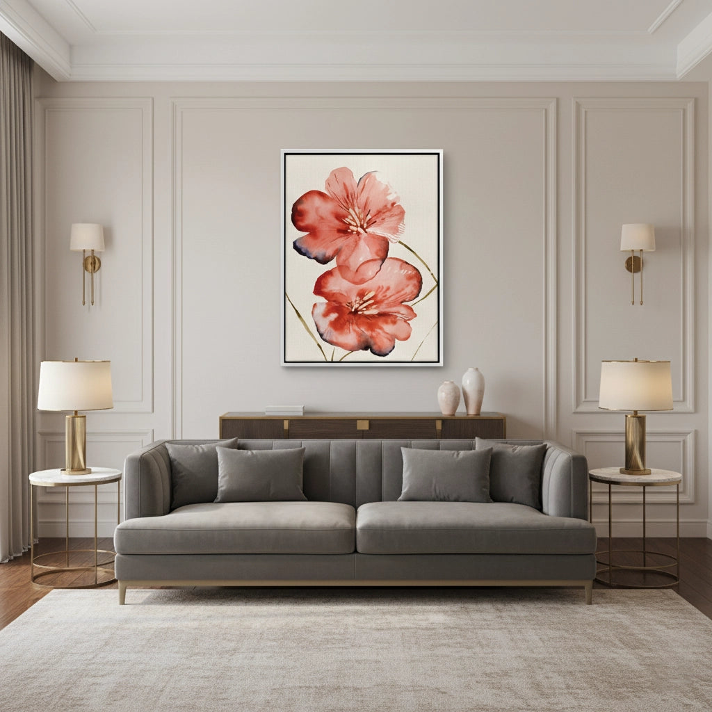 2Abstract Coral Flower - Canvas