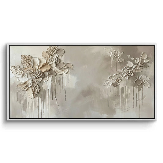 Abstract drip florals wall art with flowing paint textures and soft blended tones, perfect for modern UAE home decor