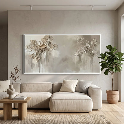 Soft drip florals artwork with minimalist design and textured finish, perfect for chic UAE wall decor