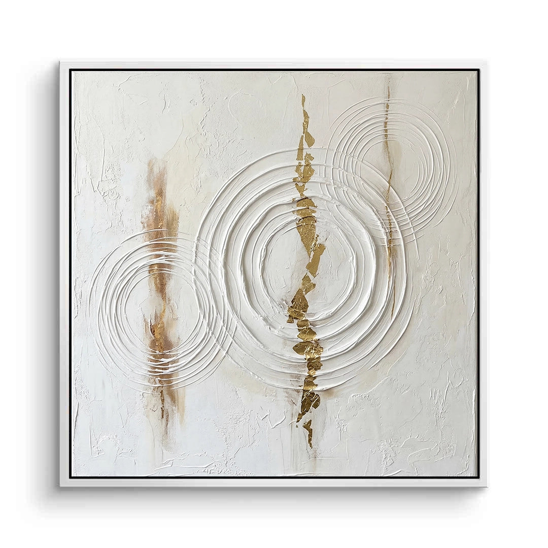 2Large 'Abstract Echoes' painting featuring repetitive rhythmic brushstrokes in gold and deep charcoal, a sophisticated statement for a DIFC Dubai office.