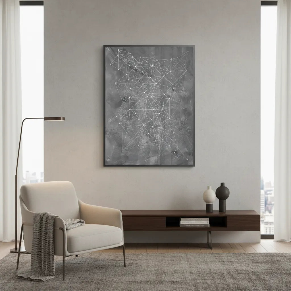 Abstract Geometric Network - Fine Art - Jasmineart.ae