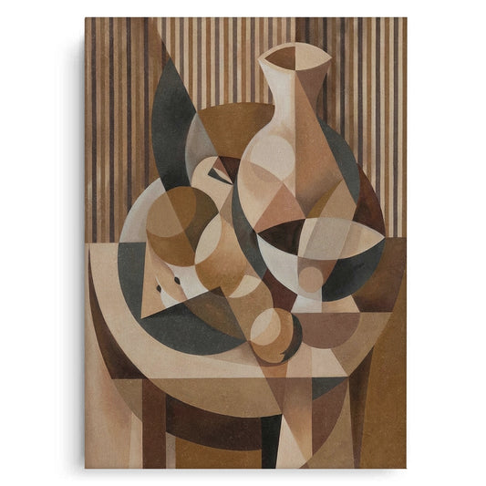 Abstract Geometric Vase and Fruit - Canvas