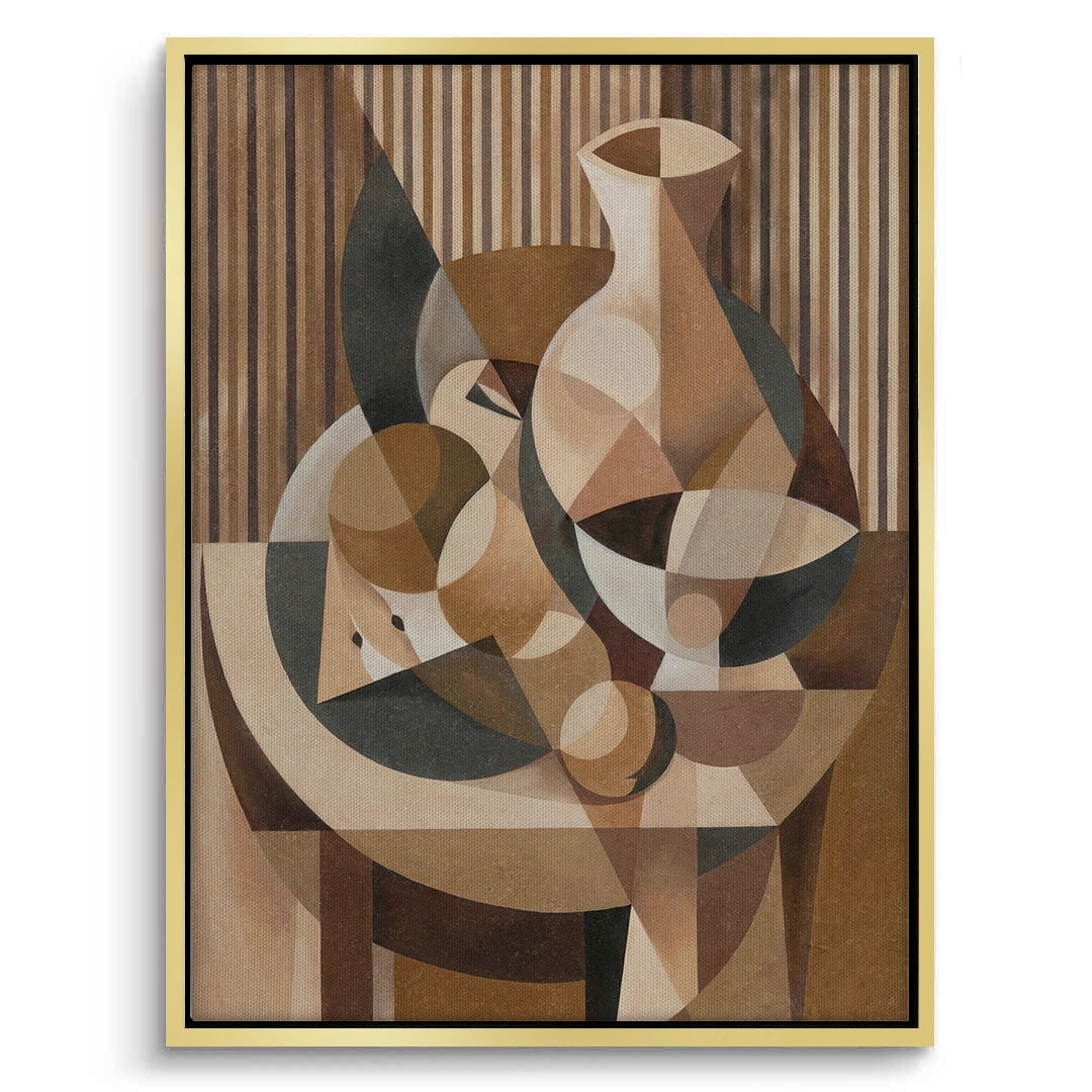 2Abstract Geometric Vase and Fruit - Canvas
