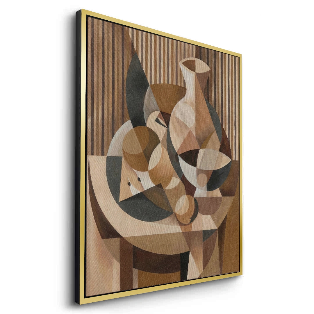 2Abstract Geometric Vase and Fruit - Canvas