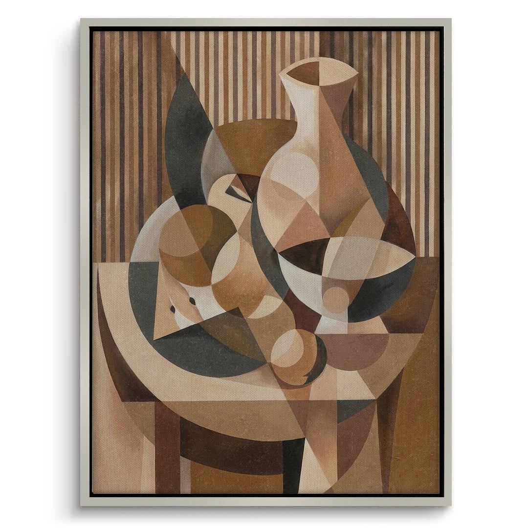 2Abstract Geometric Vase and Fruit - Canvas