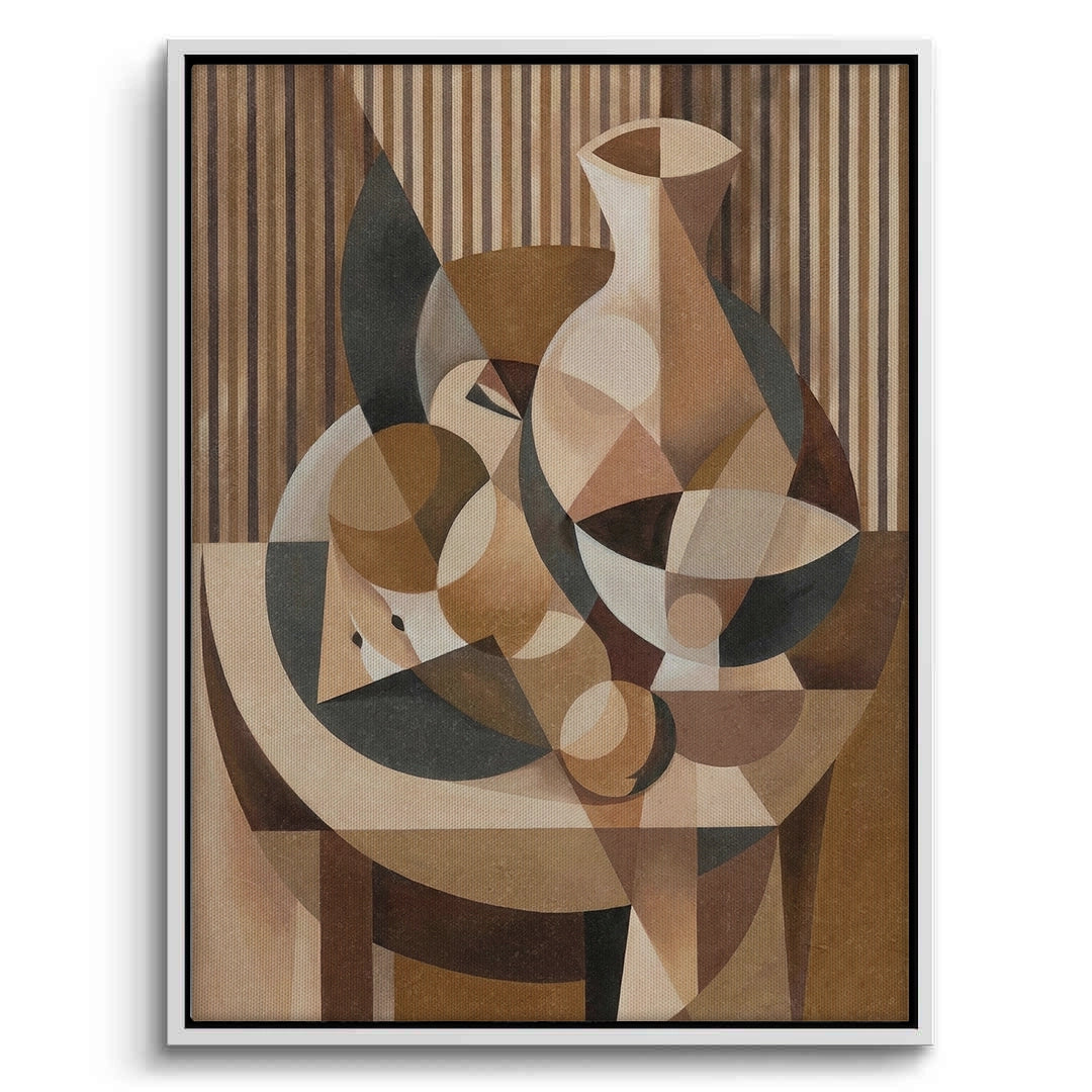 2Abstract Geometric Vase and Fruit - Canvas
