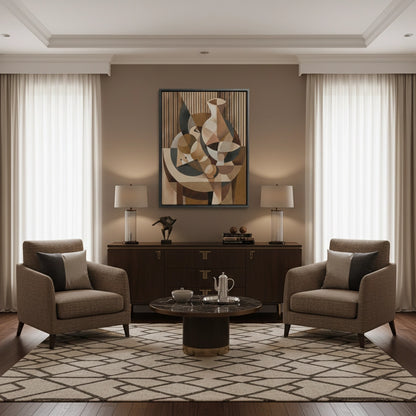 Abstract Geometric Vase and Fruit - Canvas