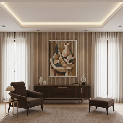 Abstract Geometric Vase and Fruit - Canvas