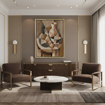 Abstract Geometric Vase and Fruit - Canvas