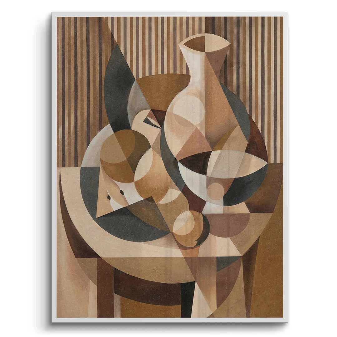 2Abstract Geometric Vase and Fruit - Fine Art