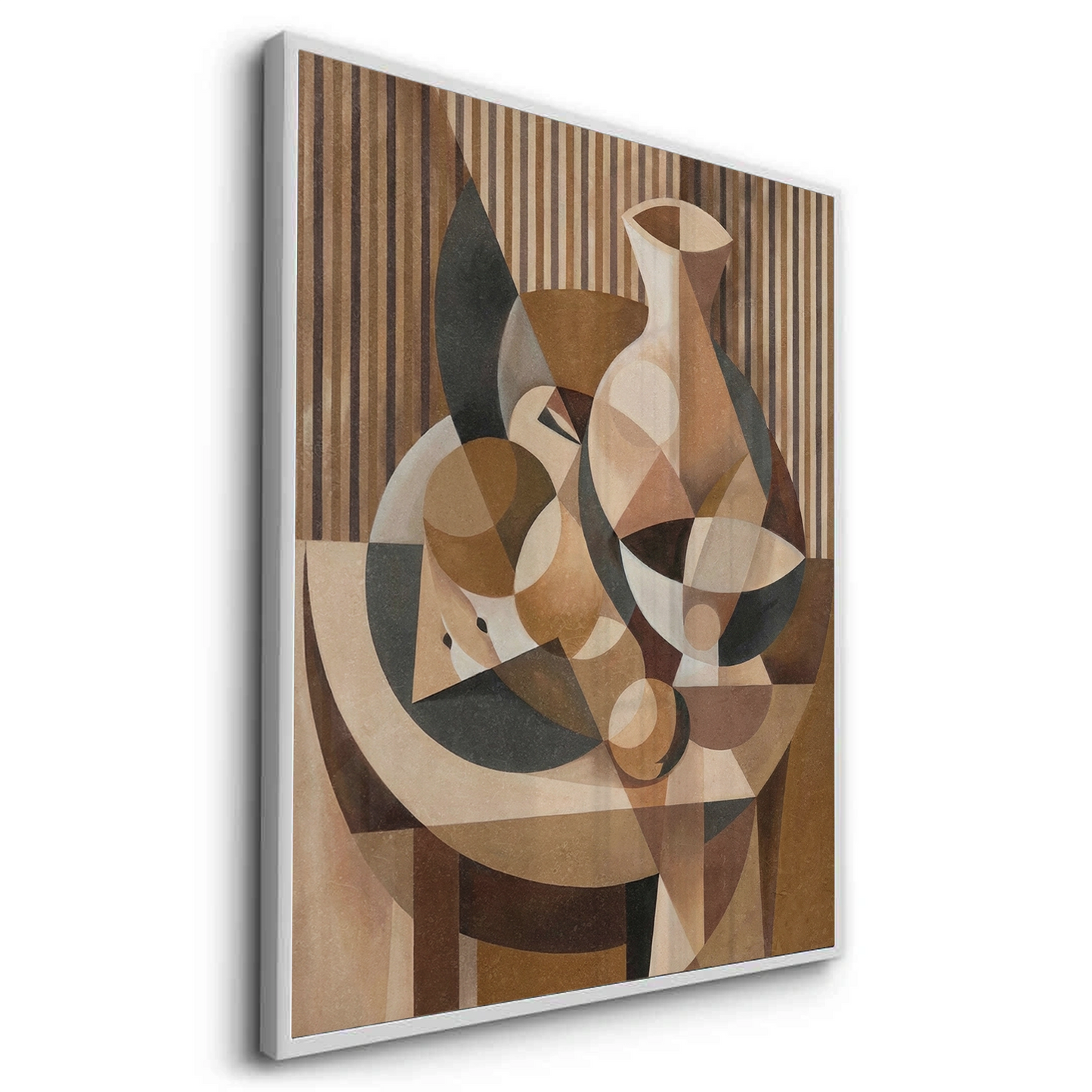 2Abstract Geometric Vase and Fruit - Fine Art