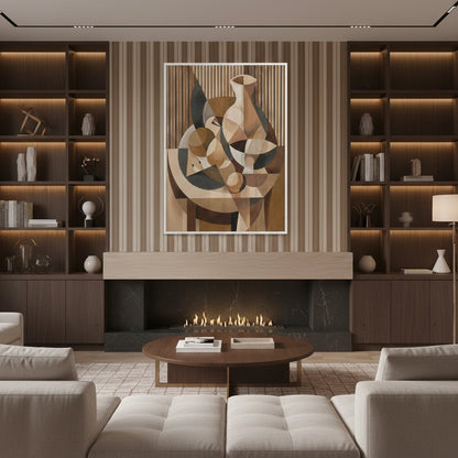 Abstract Geometric Vase and Fruit - Fine Art