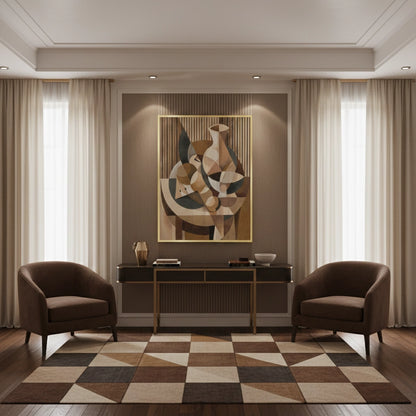 Abstract Geometric Vase and Fruit - Fine Art