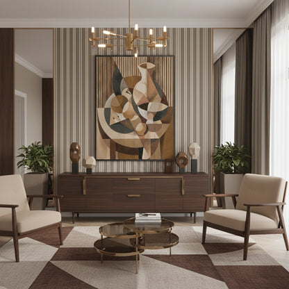 Abstract Geometric Vase and Fruit - Fine Art